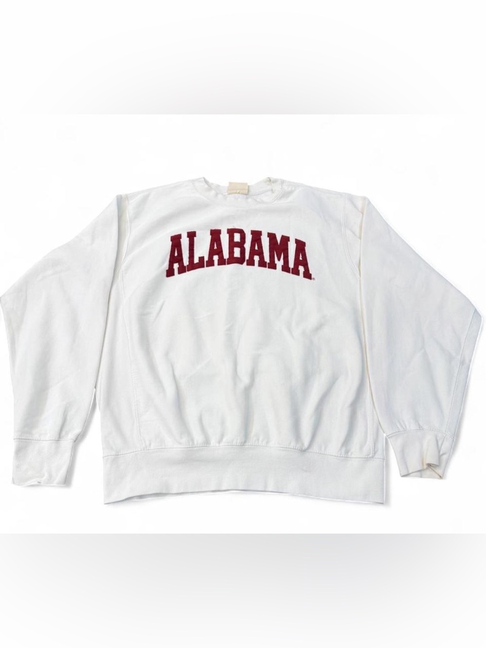 Vintage University Logo Crewneck Sweater - White with Alabama Lettering